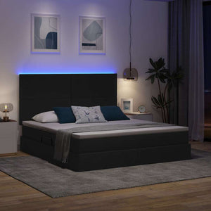 Bett mit Stauraum und LED Schwarz 160x200