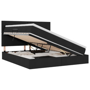 Bett mit Stauraum und LED Schwarz 160x200