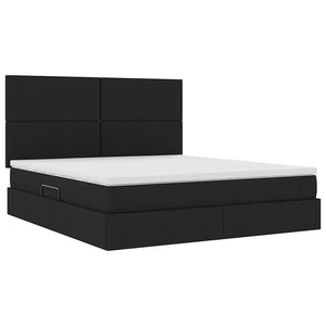 Bett mit Stauraum und LED Schwarz 160x200