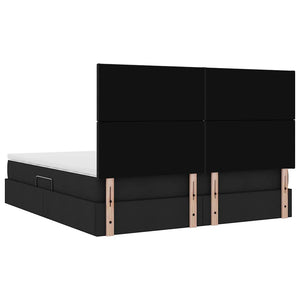 Bett mit Stauraum und LED Schwarz 160x200