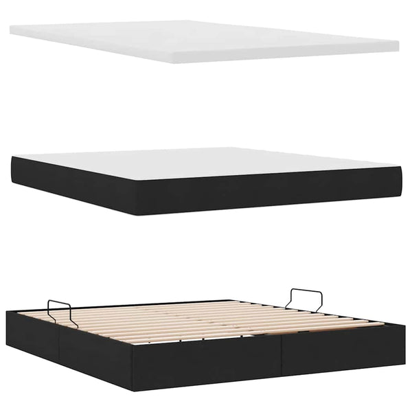 Bett mit Stauraum und LED Schwarz 160x200