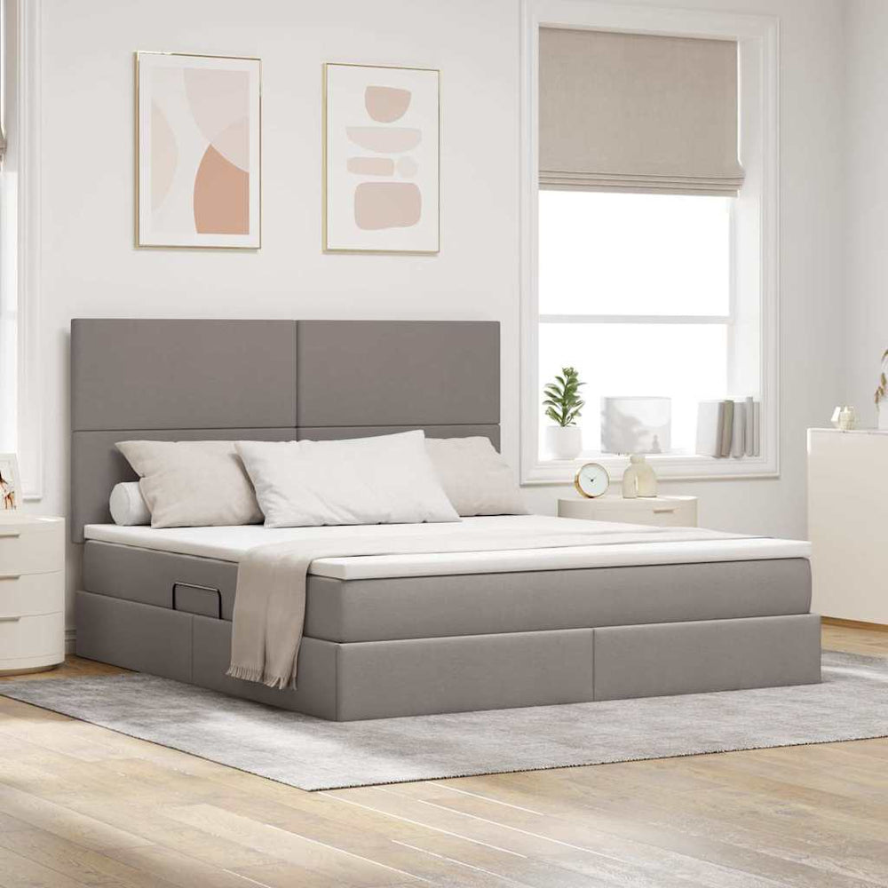 Bett mit Stauraum und LED Taupe 160x200 cm