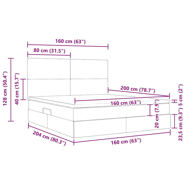 Bett mit Stauraum und LED Taupe 160x200 cm