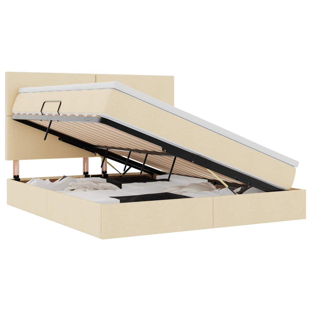Bett mit Stauraum & LED Creme 160x200 cm