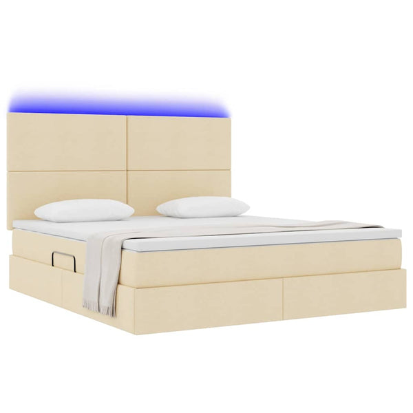 Bett mit Stauraum & LED Creme 160x200 cm