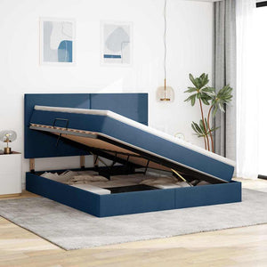 vidaXL Lit avec rangement et LED Bleu 160 x 200 cm Polyester