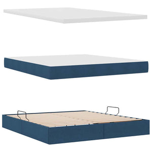 vidaXL Lit avec rangement et LED Bleu 160 x 200 cm Polyester