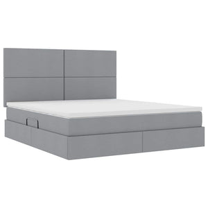 Bett mit Stauraum & LED, Hellgrau, 180x200 cm
