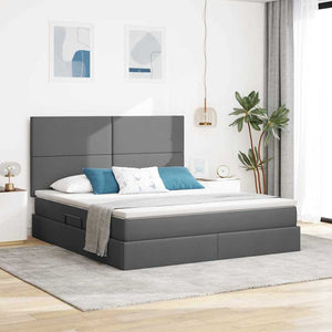 Bett mit Stauraum & LED Dunkelgrau 180x200 cm