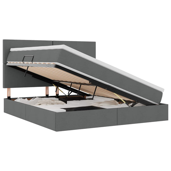 Bett mit Stauraum & LED Dunkelgrau 180x200 cm