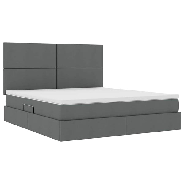 Bett mit Stauraum & LED Dunkelgrau 180x200 cm