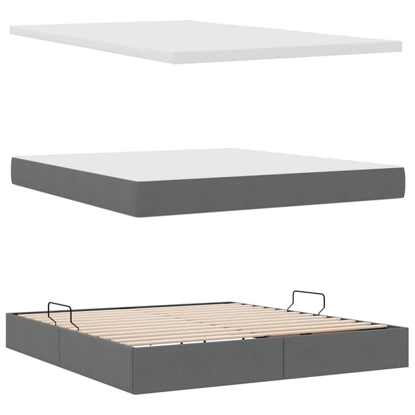 Bett mit Stauraum & LED Dunkelgrau 180x200 cm