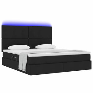 Schwarzes Stauraumbett mit LED 180x200 cm
