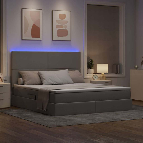 Bett mit Stauraum und LED Taupe 180x200 cm