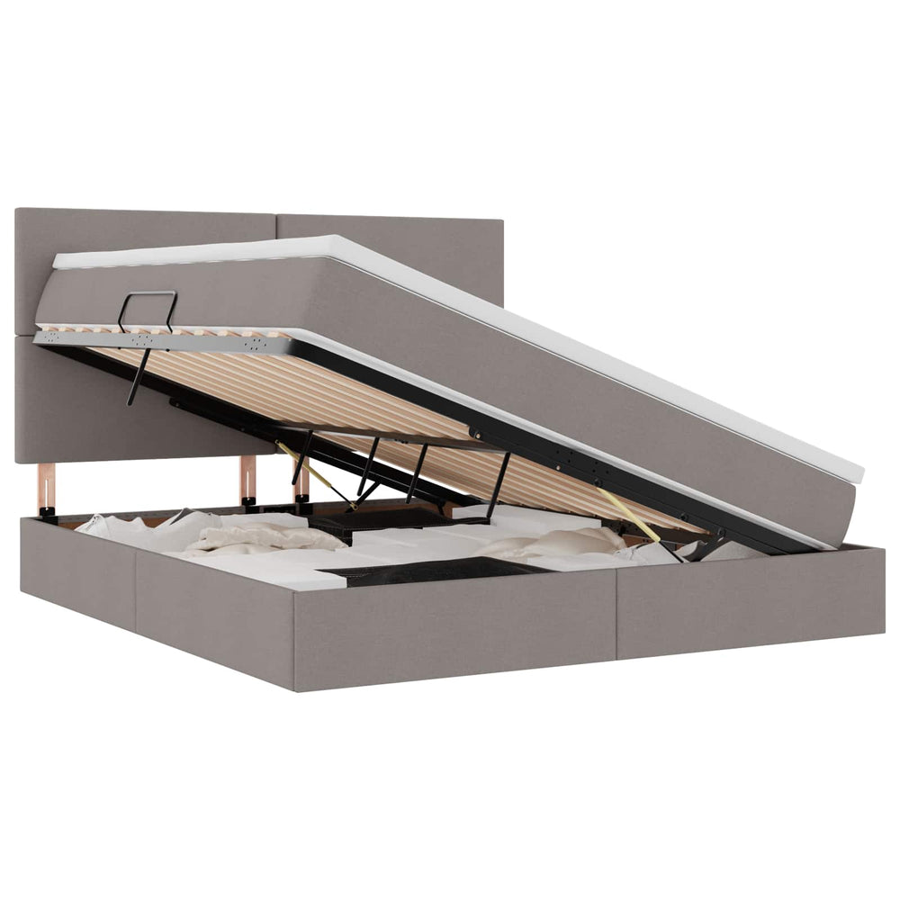Bett mit Stauraum und LED Taupe 180x200 cm