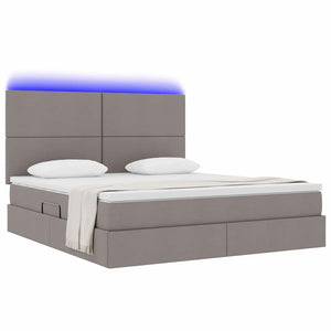 Bett mit Stauraum und LED Taupe 180x200 cm