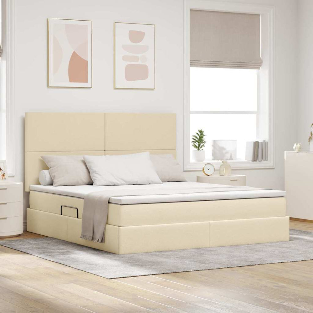 Bett mit Stauraum und LED Creme 180x200 cm