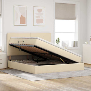 Bett mit Stauraum und LED Creme 180x200 cm