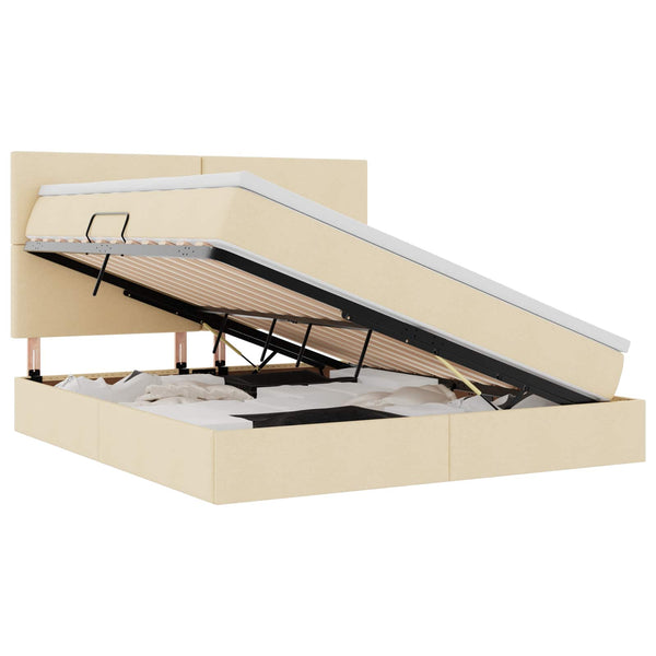 Bett mit Stauraum und LED Creme 180x200 cm
