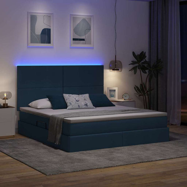 vidaXL Lit de rangement avec LED et LED bleue 180 x 200 cm Polyester