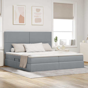Bett mit Stauraum und LED Hellgrau 200x200 cm