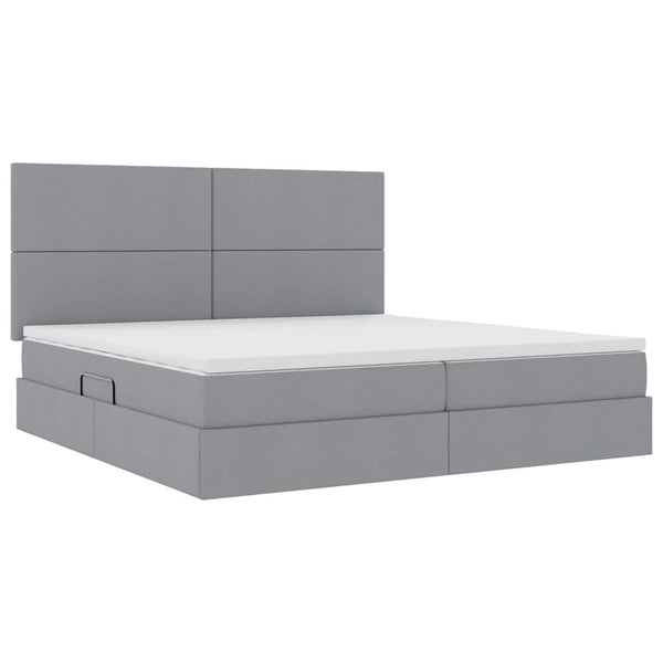 Bett mit Stauraum und LED Hellgrau 200x200 cm