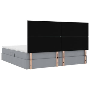 Bett mit Stauraum und LED Hellgrau 200x200 cm