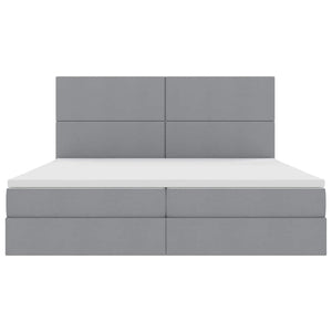 Bett mit Stauraum und LED Hellgrau 200x200 cm