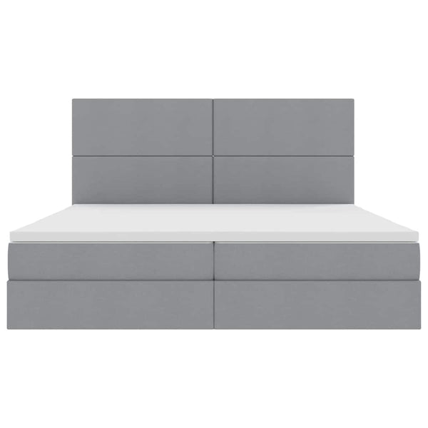 Bett mit Stauraum und LED Hellgrau 200x200 cm