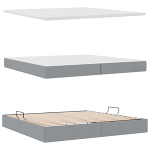 Bett mit Stauraum und LED Hellgrau 200x200 cm