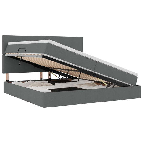 Bett mit Stauraum & LED Dunkelgrau 200x200 cm