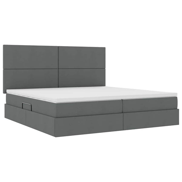 Bett mit Stauraum & LED Dunkelgrau 200x200 cm