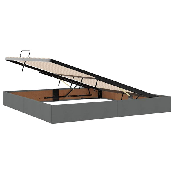 Bett mit Stauraum & LED Dunkelgrau 200x200 cm