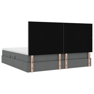 Bett mit Stauraum & LED Dunkelgrau 200x200 cm