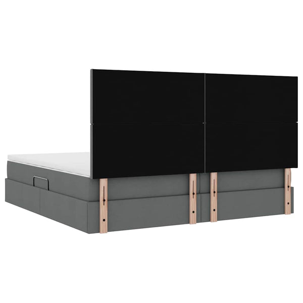 Bett mit Stauraum & LED Dunkelgrau 200x200 cm