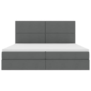 Bett mit Stauraum & LED Dunkelgrau 200x200 cm