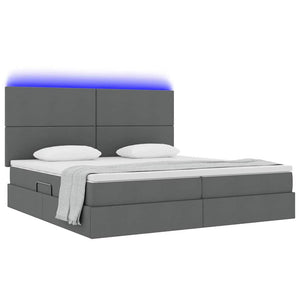Bett mit Stauraum & LED Dunkelgrau 200x200 cm