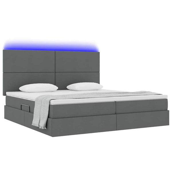 Bett mit Stauraum & LED Dunkelgrau 200x200 cm