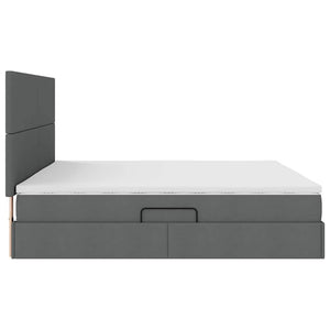 Bett mit Stauraum & LED Dunkelgrau 200x200 cm