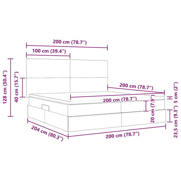 Bett mit Stauraum & LED Dunkelgrau 200x200 cm