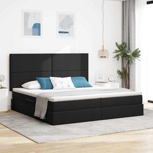 Schwarzes Stauraumbett mit LED 200x200 cm