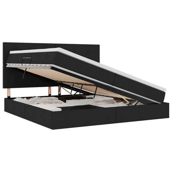 Schwarzes Stauraumbett mit LED 200x200 cm