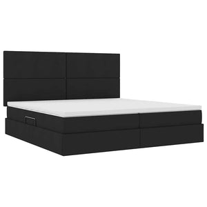 Schwarzes Stauraumbett mit LED 200x200 cm