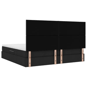 Schwarzes Stauraumbett mit LED 200x200 cm