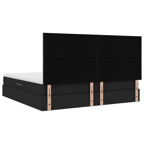 Schwarzes Stauraumbett mit LED 200x200 cm