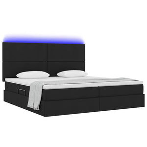 Schwarzes Stauraumbett mit LED 200x200 cm