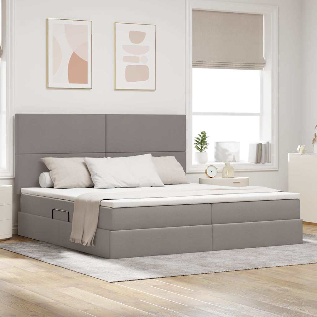 Bett mit Stauraum und LED Taupe 200x200 cm