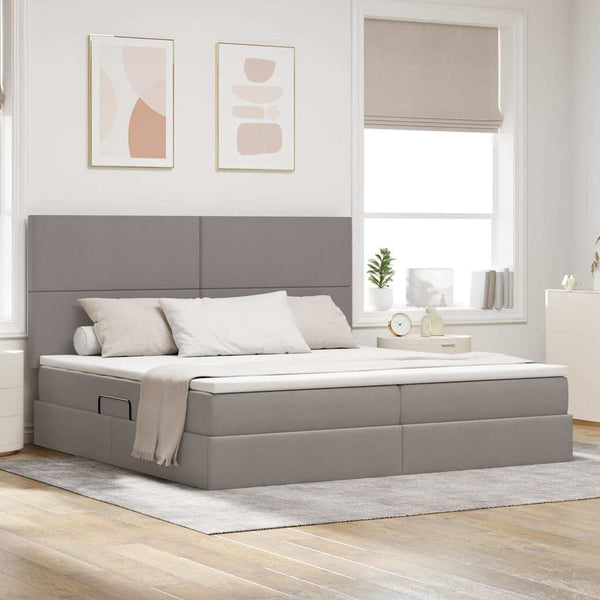 Bett mit Stauraum und LED Taupe 200x200 cm