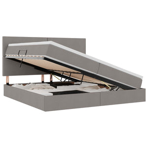 Bett mit Stauraum und LED Taupe 200x200 cm