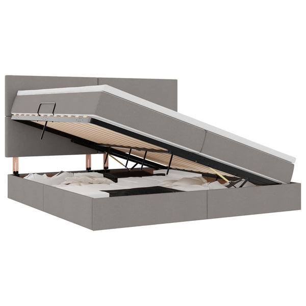Bett mit Stauraum und LED Taupe 200x200 cm